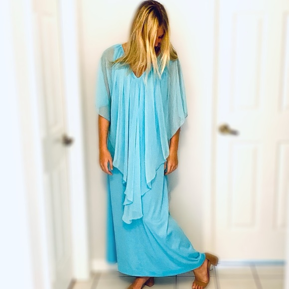 Vintage Skyblue Maxi Dress - Picture 3 of 9